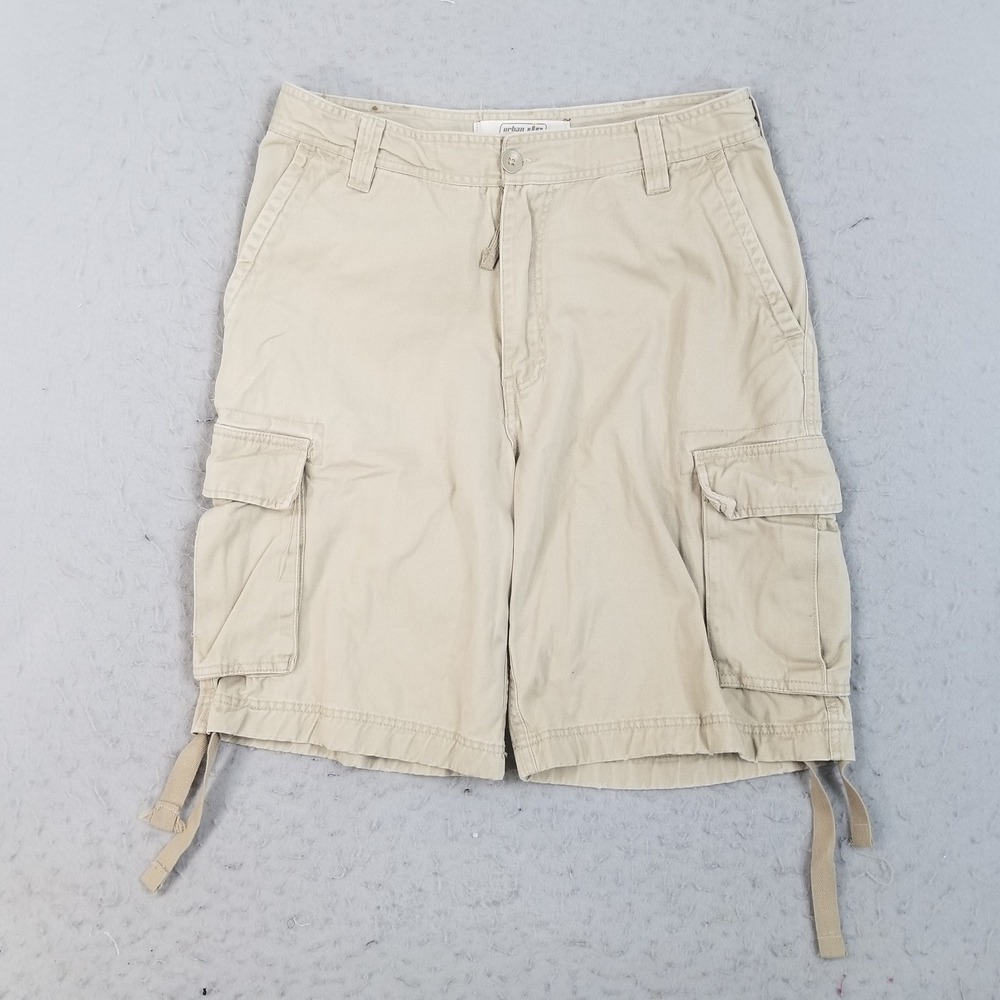 Urban Pipeline Cargo Shorts Mens 34 Khaki Tan Cotton Twill Utility Casual Pocket